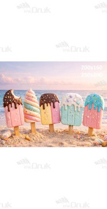 Tło fotograficzne „Pastelowe lody na plaży” | UB_877